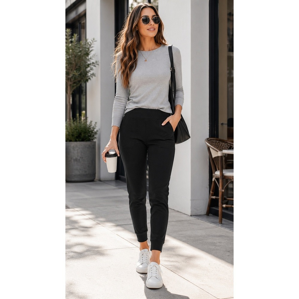 SPANX Perfect Pant Joggers S Black Pull On Stretch Pants